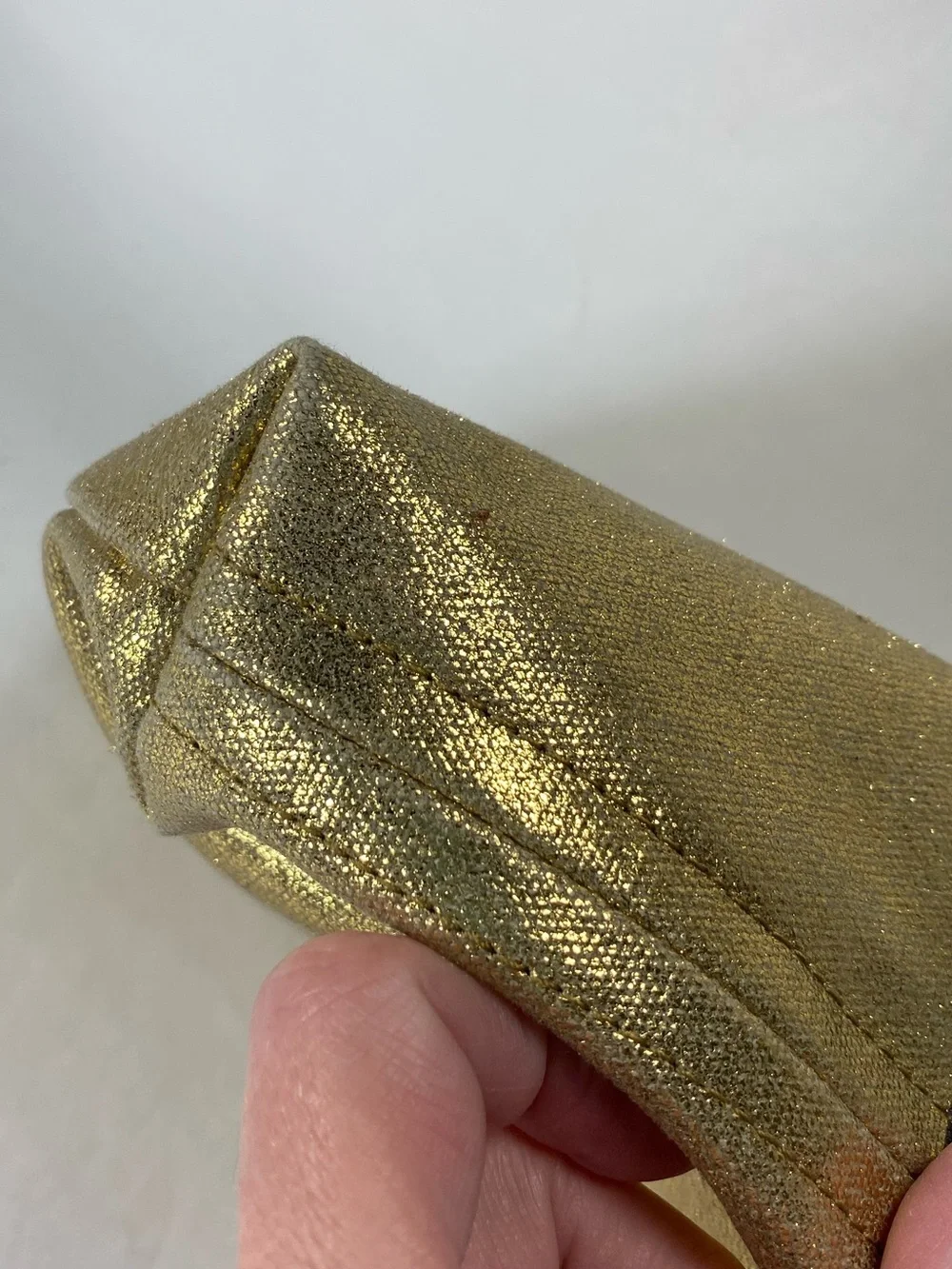 Kempton & Co. Metallic Gold Canvas Black Striped Zipper Makeup Pouch Case